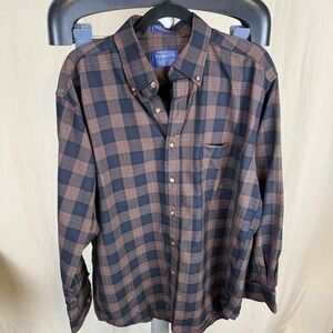 Pendleton Wool Men's Large Button Up Shirt Muir Tartan Navy Red Green Tan